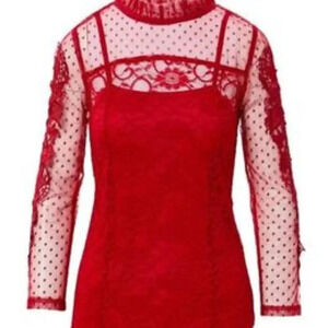Pretty Angel Haut en soie mélangée à dentelle florale- bordeaux Taille L